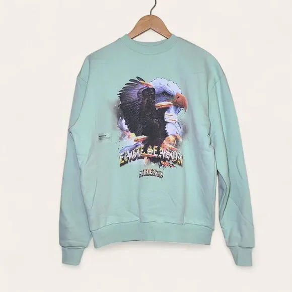 NWT Students Golf Eagle Season Cotton Crewneck Sweater Peabody Green Men's Small
